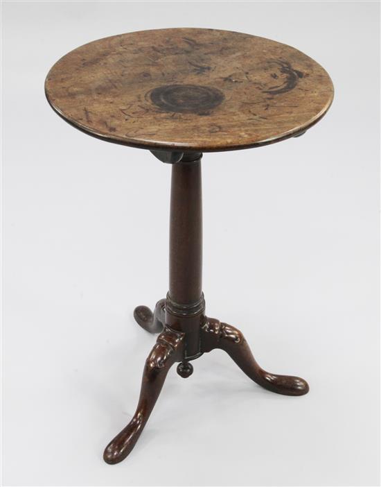 A George III mahogany circular tripod table, W.1ft 6in.
